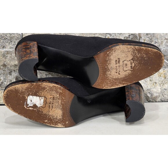Stuart Weitzman Suede Leather Pumps Tortoise Shell Heel Black Spain Women's 8AA - Picture 7 of 13